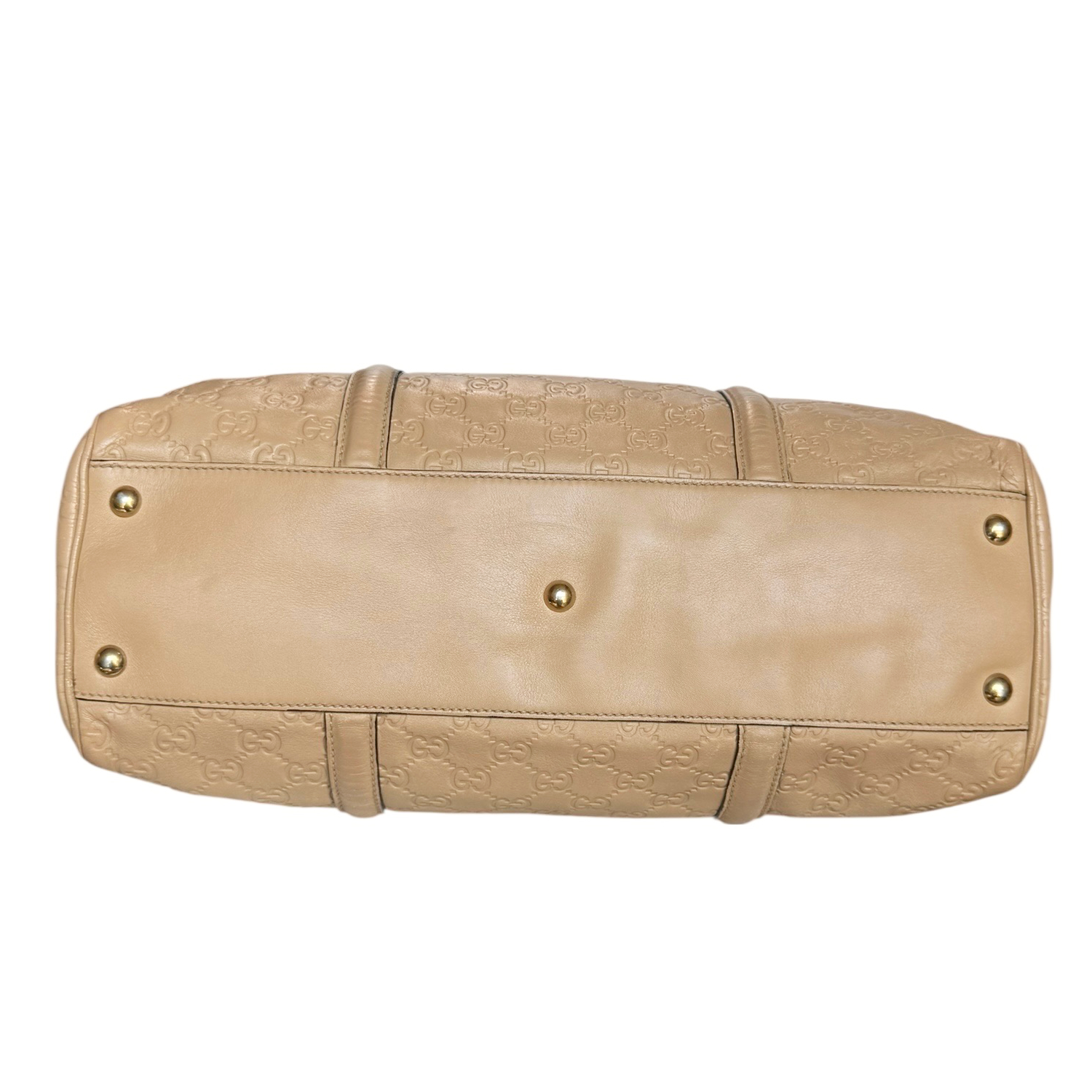 Gucci Monogram GG Leather Shoulder Boston Bag in Beige / Gold - Image 5