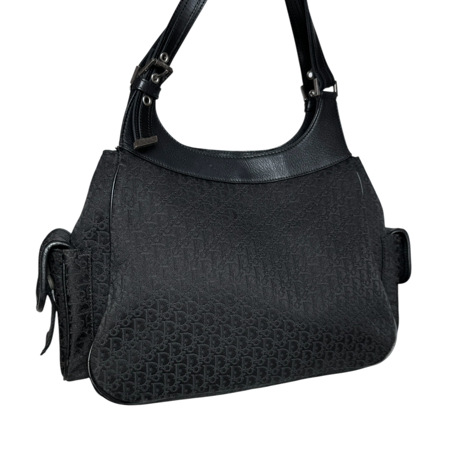Dior Monogram Pocket Columbus Hobo Shoulder Bag in Black / Silver - Image 4