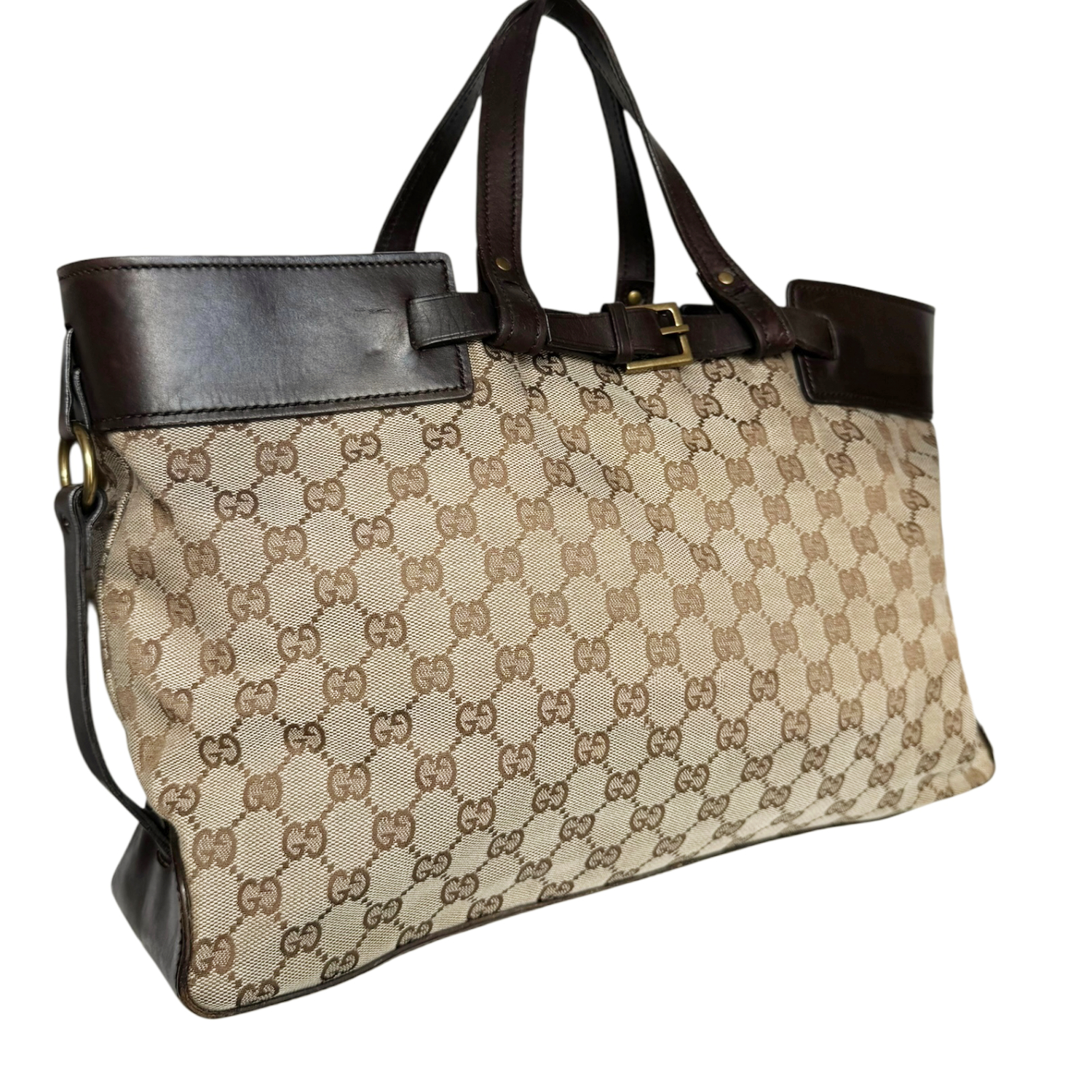 Gucci Monogram Tote Shoulder Bag in Beige / Brown - Image 2