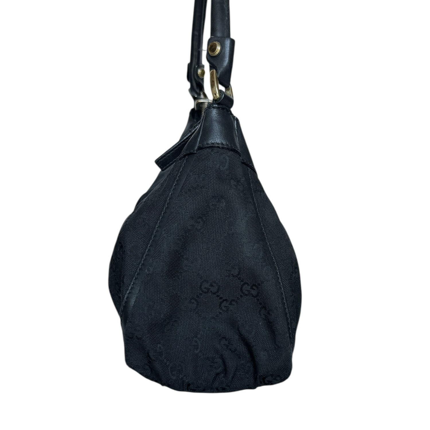 Gucci Monogram D Ring Hobo Shoulder Bag in Black / Gold - Image 3