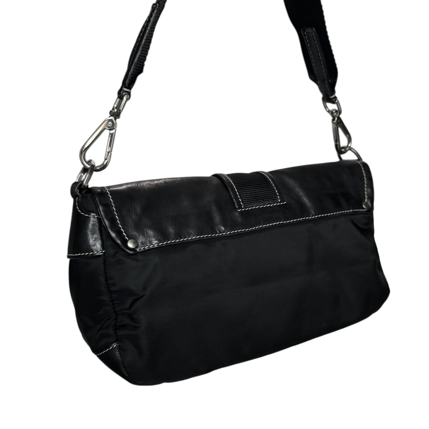 Prada Nylon 2-Way Shoulder Bag in Black / Silver - Image 4