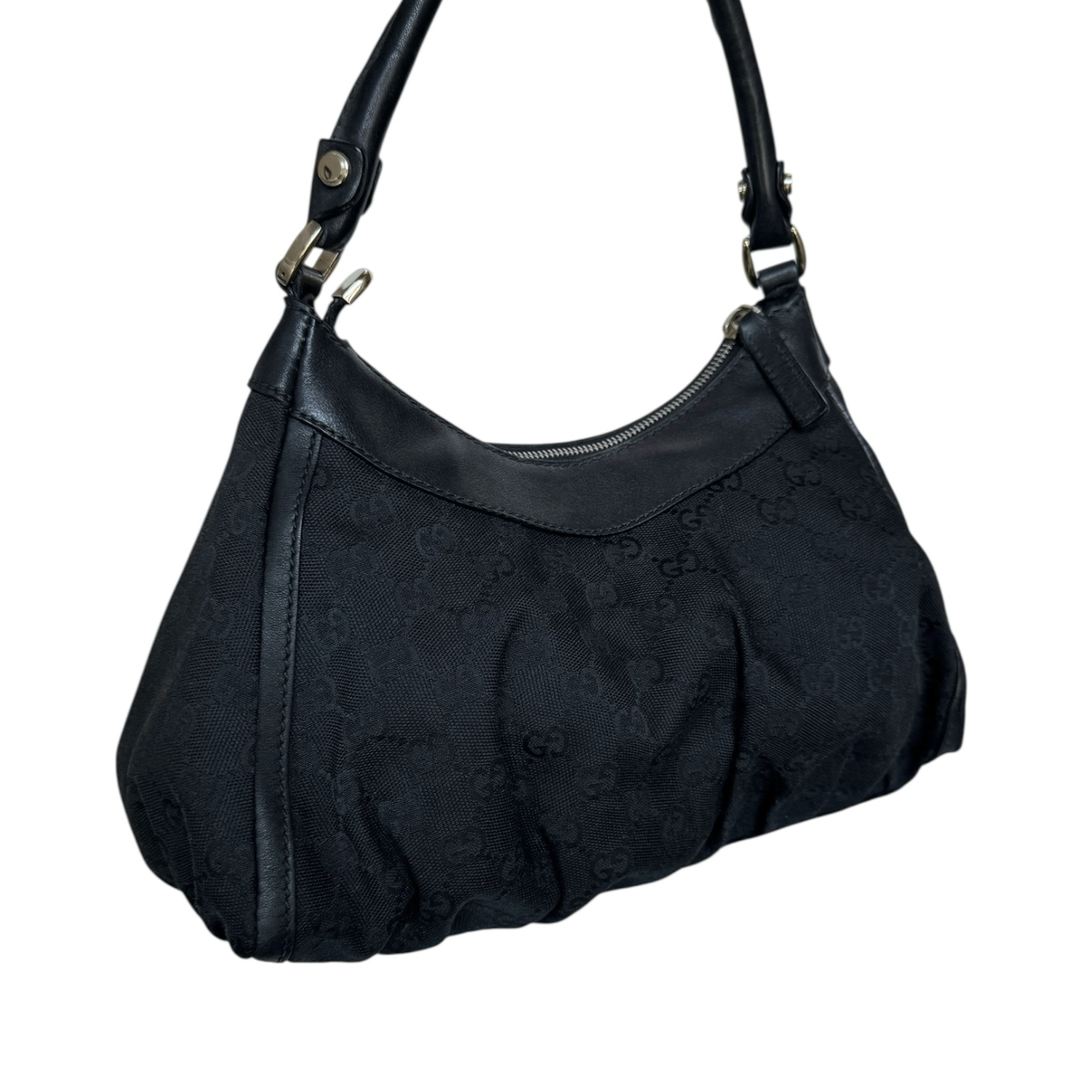 Gucci Monogram D Ring Hobo Shoulder Bag in Black / Gold - Image 4