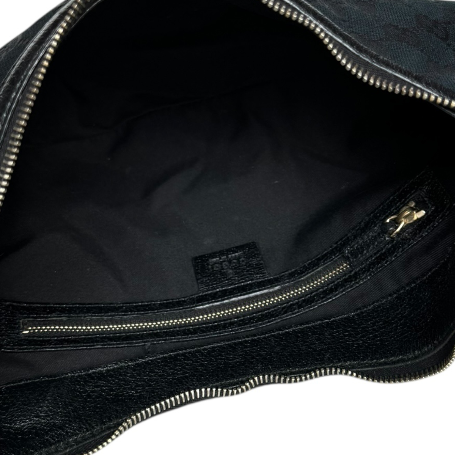 Gucci Monogram Croissant Hobo Shoulder Bag in Black / Gold - Image 6