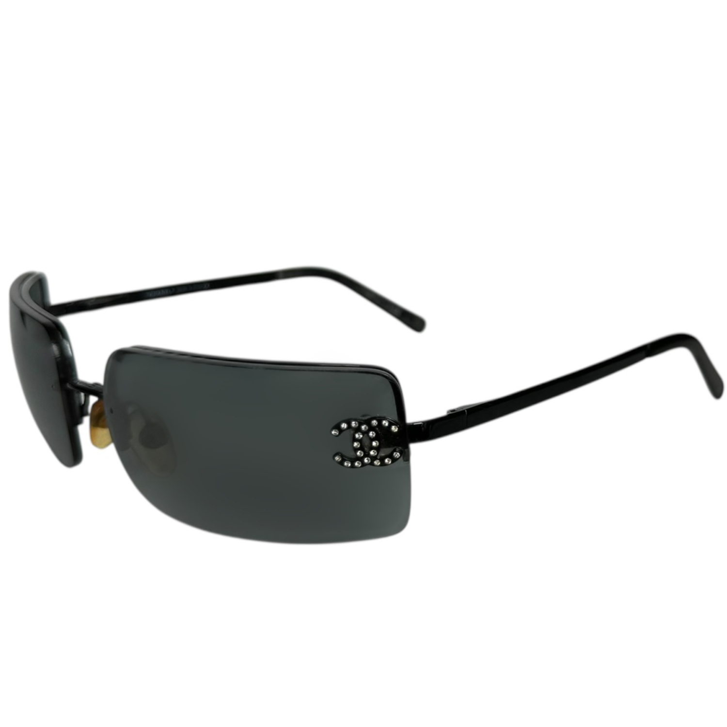 Vintage Chanel Diamante Rimless Sunglasses in Black | NITRYL