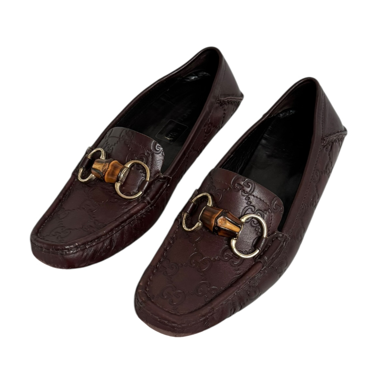 Gucci Monogram Horsebit Loafers in Brown / Gold UK 3 - Image 2