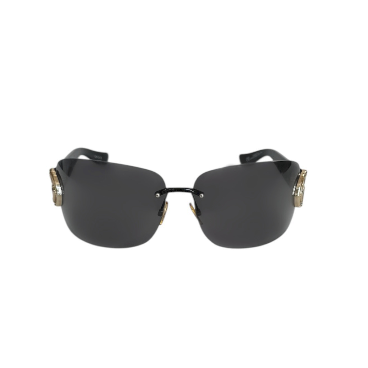 Gucci GG Logo Rimless Sunglasses in Black / Gold - Image 2