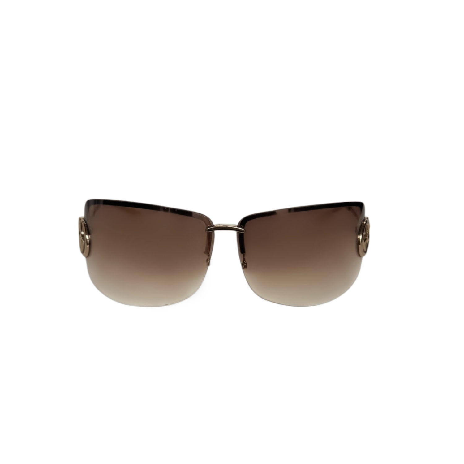 Gucci GG Logo Rimless Sunglasses in Brown / Gold - Image 2