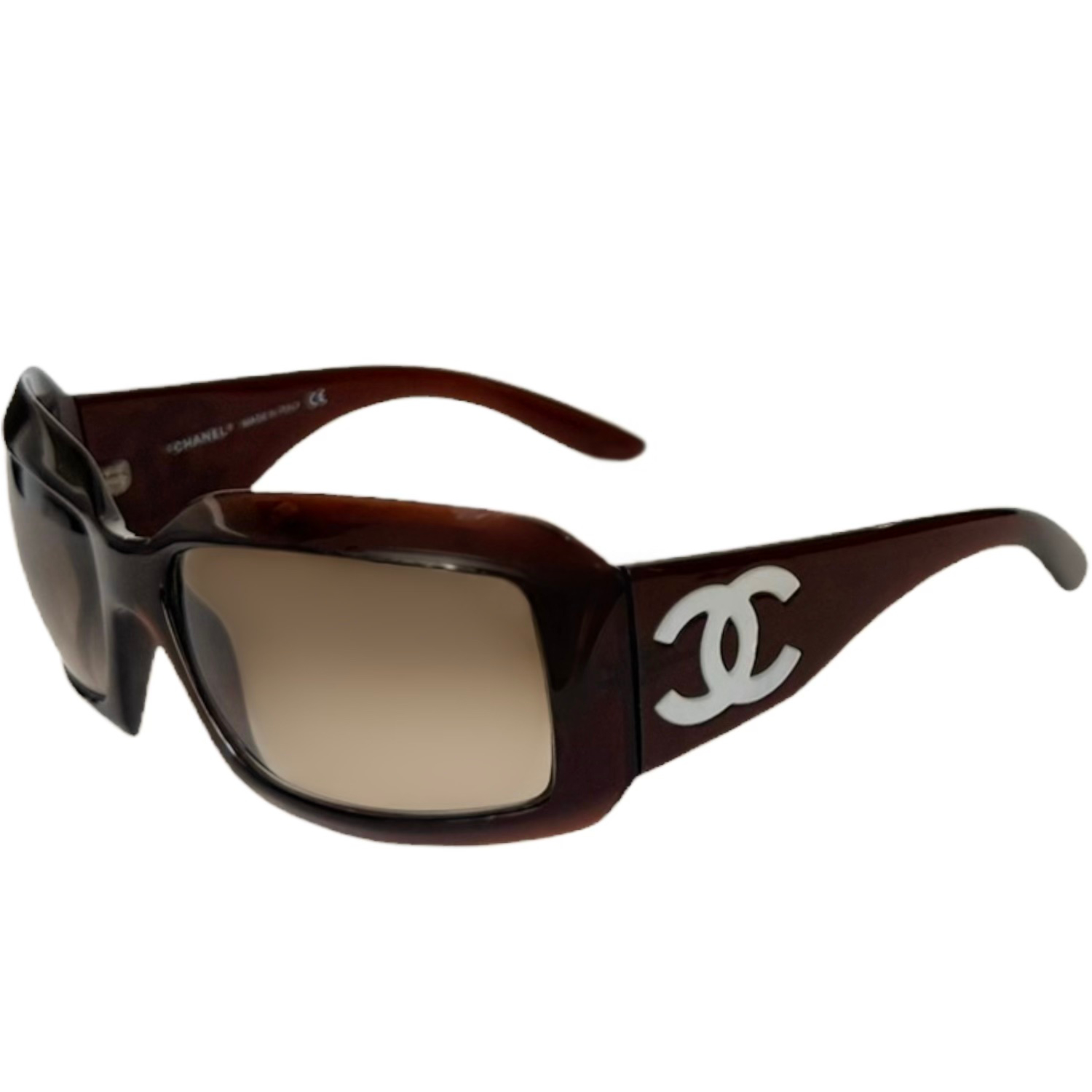 Vintage Chanel CC Mother of Pearl Sunglasses in Brown | NITRYL