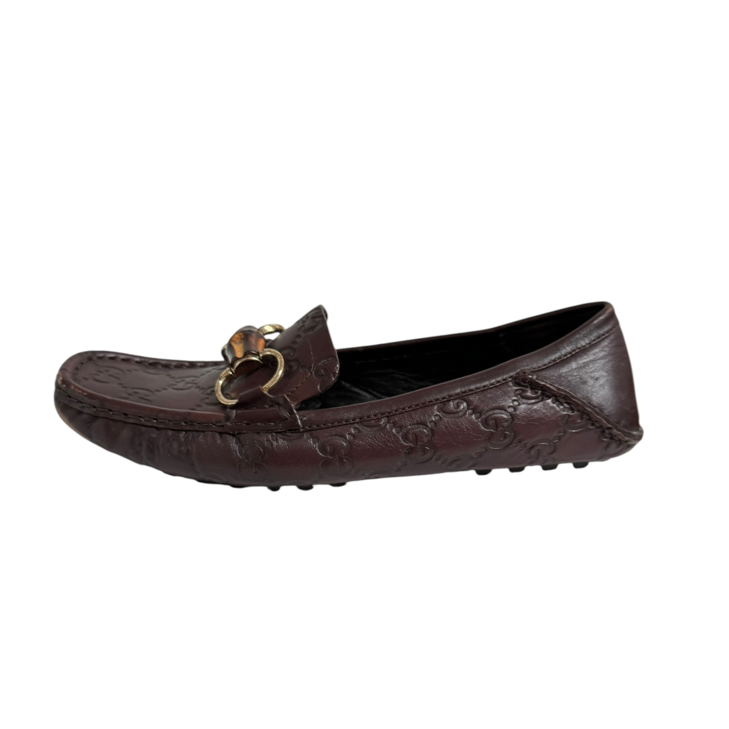 Gucci Monogram Horsebit Loafers in Brown / Gold UK 3 - Image 3
