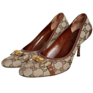 Vintage Gucci Monogram Horsebit Heels in Beige / Brown UK 4 | NITRYL