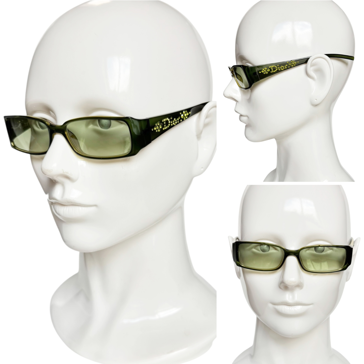 Dior Diamante Logo Sunglasses in Green - Image 4
