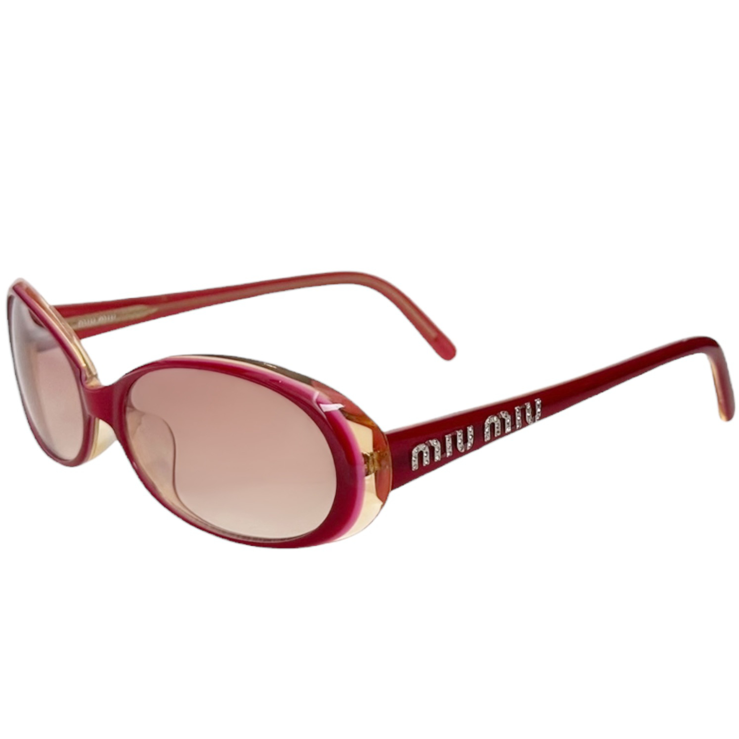 Vintage Miu Miu Diamante Logo Sunglasses in Pink / Red | NITRYL