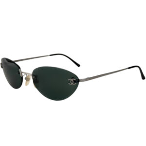 Vintage Chanel Rimless Logo Sunglasses in Black / Silver | NITRYL