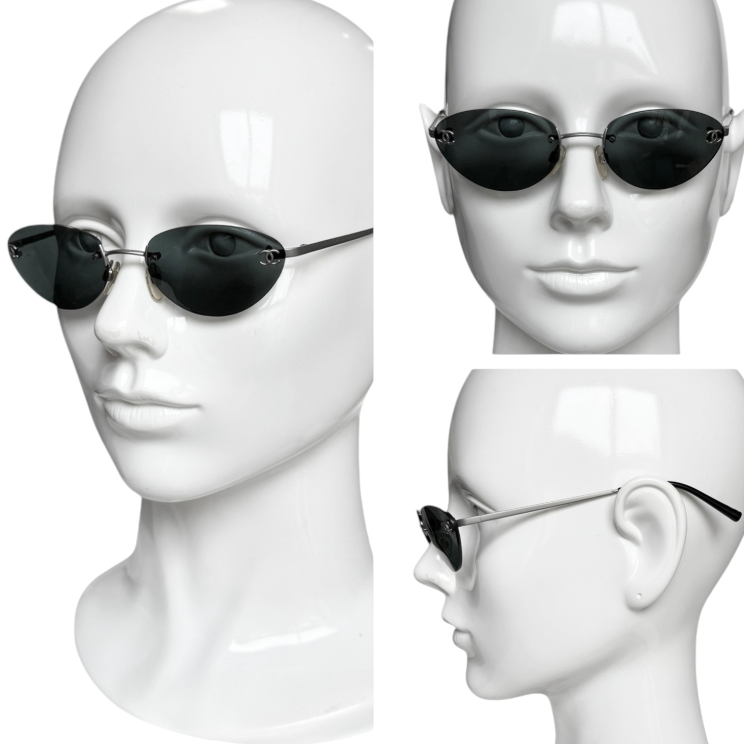 Chanel Rimless Logo Sunglasses in Black / Silver - Image 4