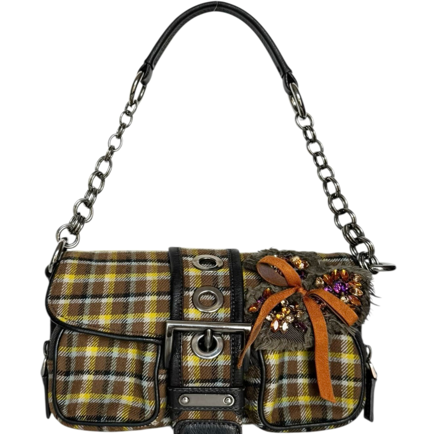Vintage Prada Check Embellished Mini Shoulder Bag | NITRYL