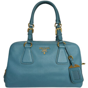 Vintage Prada Leather Lock Shoulder Bag in Aqua Blue - Green / Gold | NITRYL