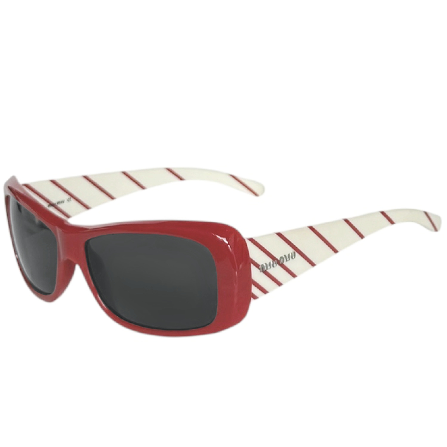 Vintage Miu Miu Logo Stripe Sunglasses in Red / Cream | NITRYL