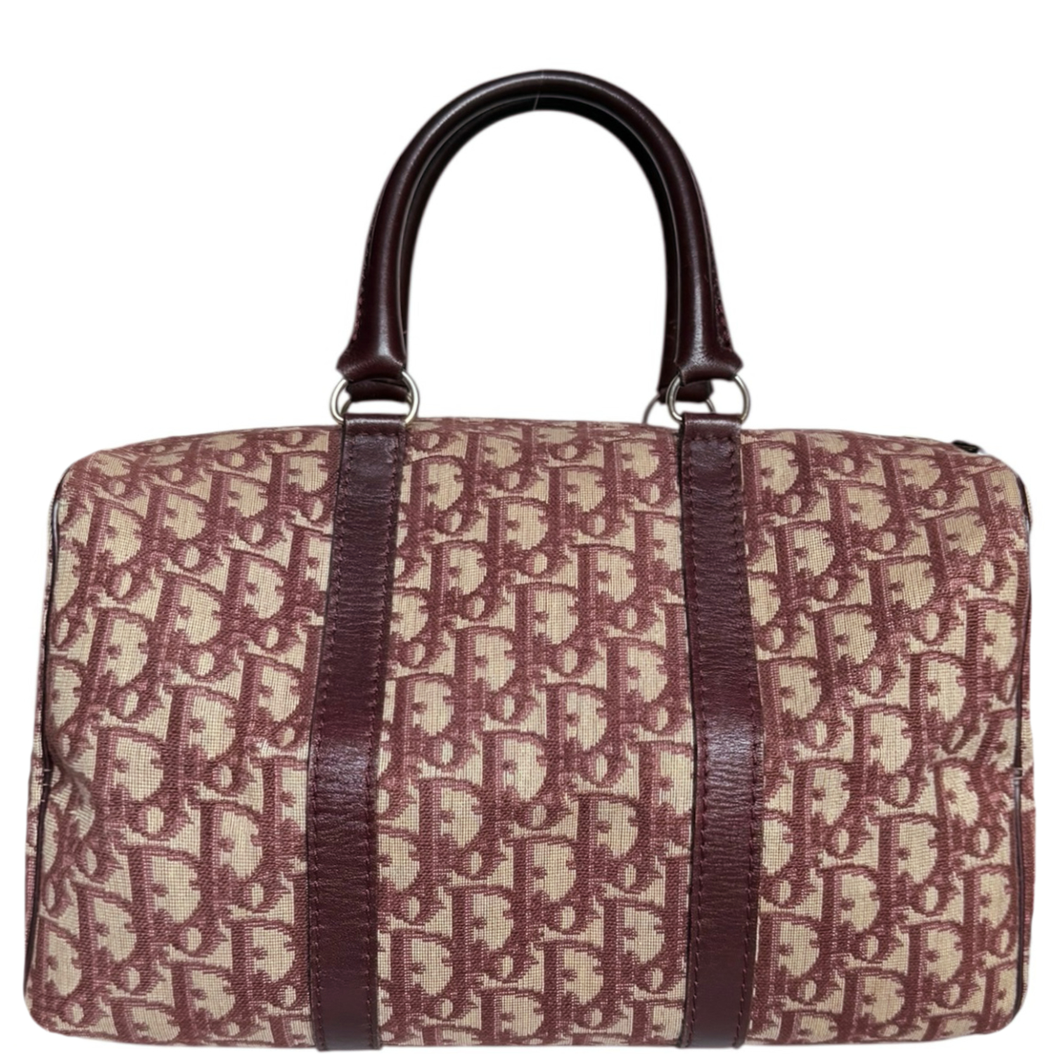 Vintage Dior Monogram Boston Bag in Maroon | NITRYL