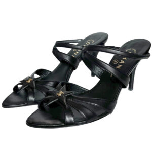Vintage Chanel Star Logo Wraparound Heels in Black / Gold UK 4 | NITRYL