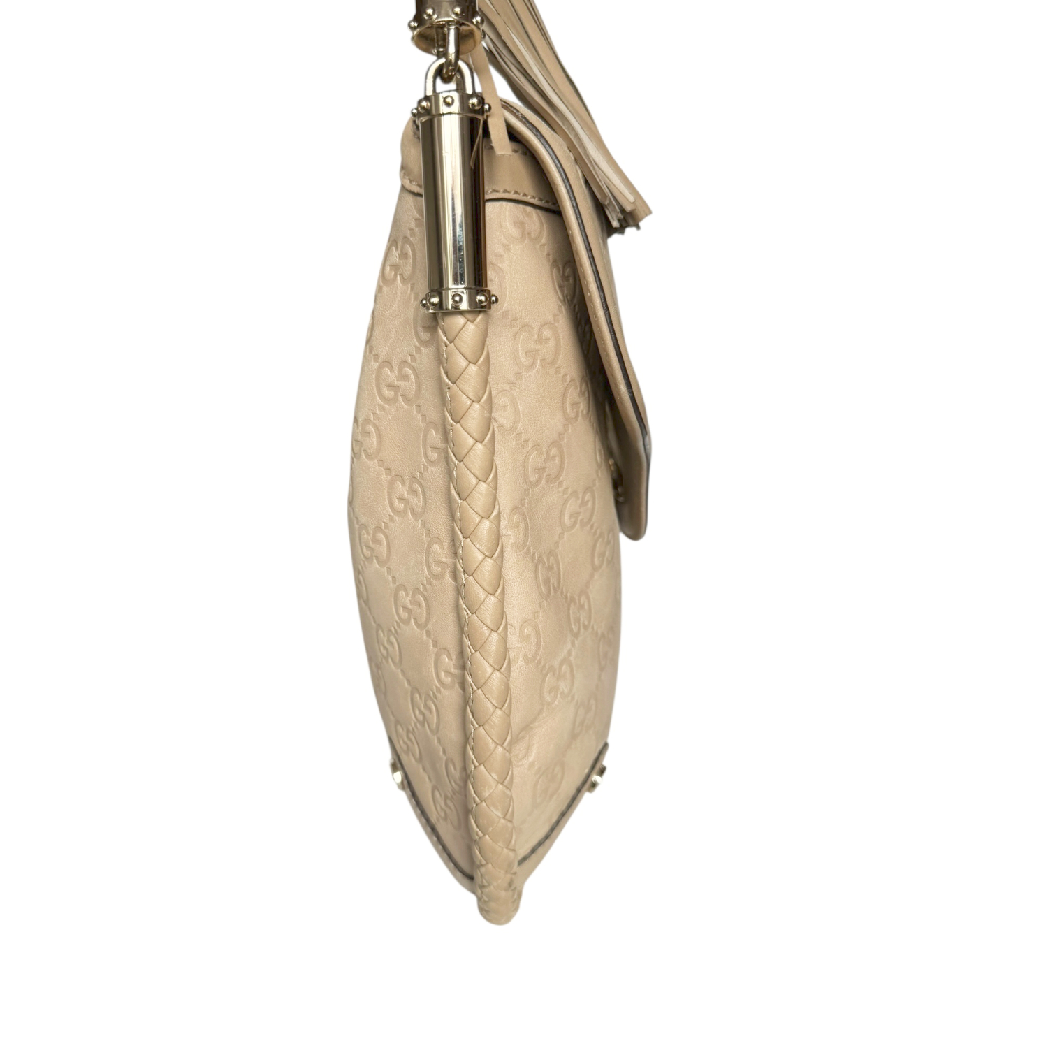 Gucci GG Monogram Leather Tassel Shoulder Bag in Beige - Tan / Gold - Image 3