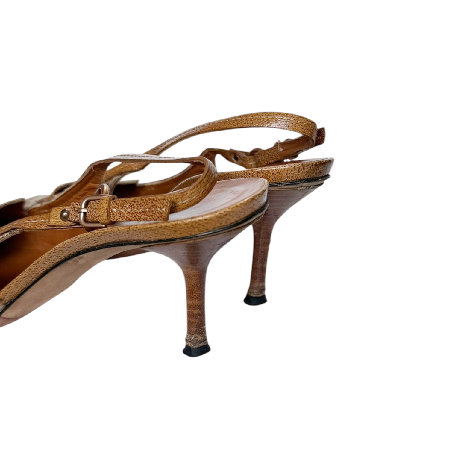 Gucci Monogram Slingback Heels in Beige / Tan UK 4 - Image 4
