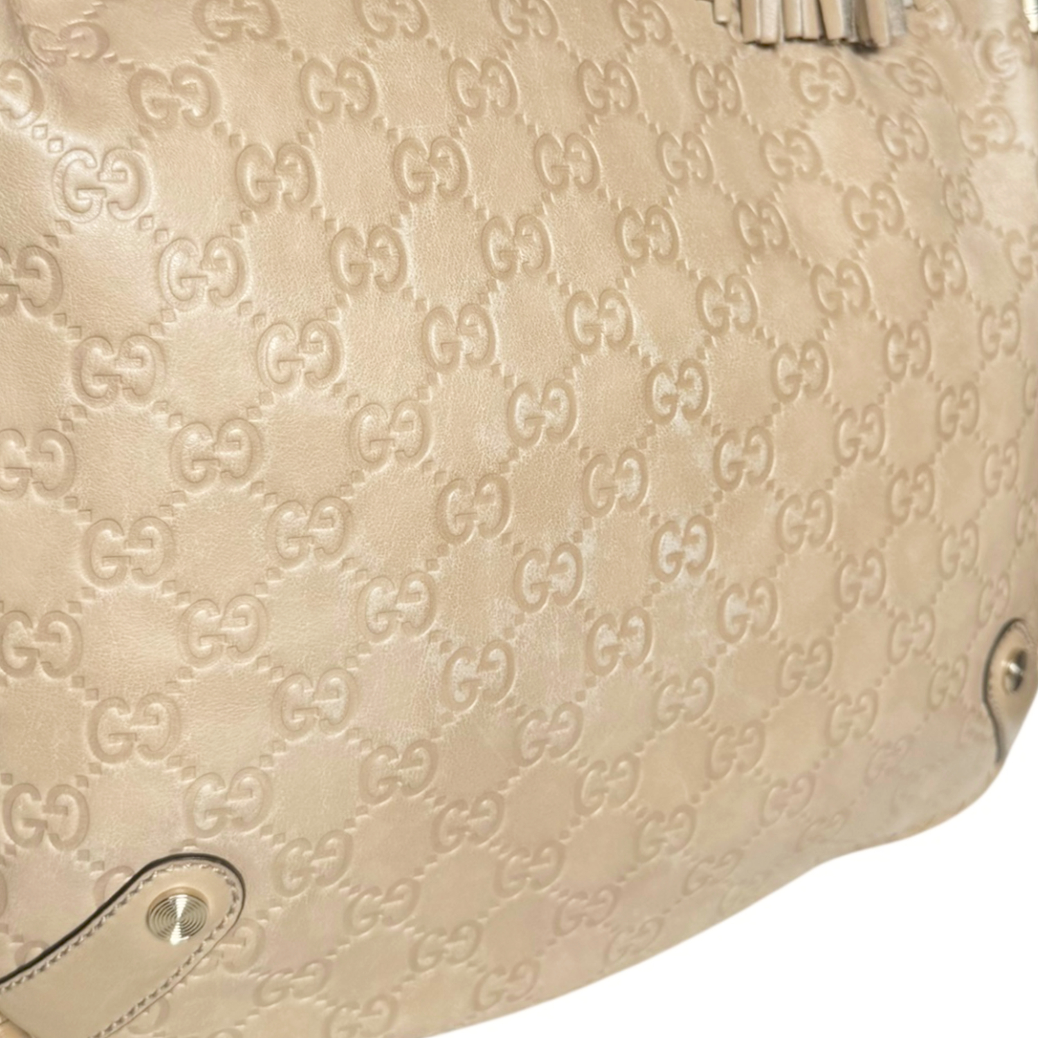 Gucci GG Monogram Leather Tassel Shoulder Bag in Beige - Tan / Gold - Image 5