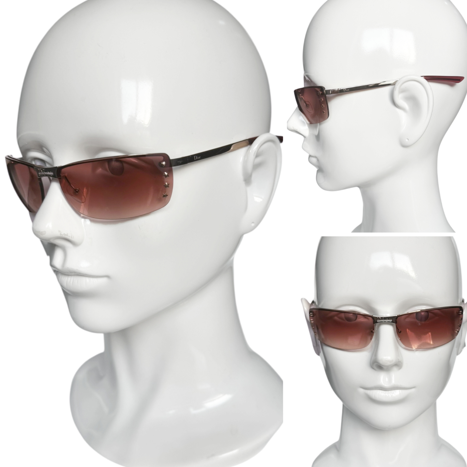Dior Star Logo Rimless Sunglasses in Maroon / Gold - Image 4