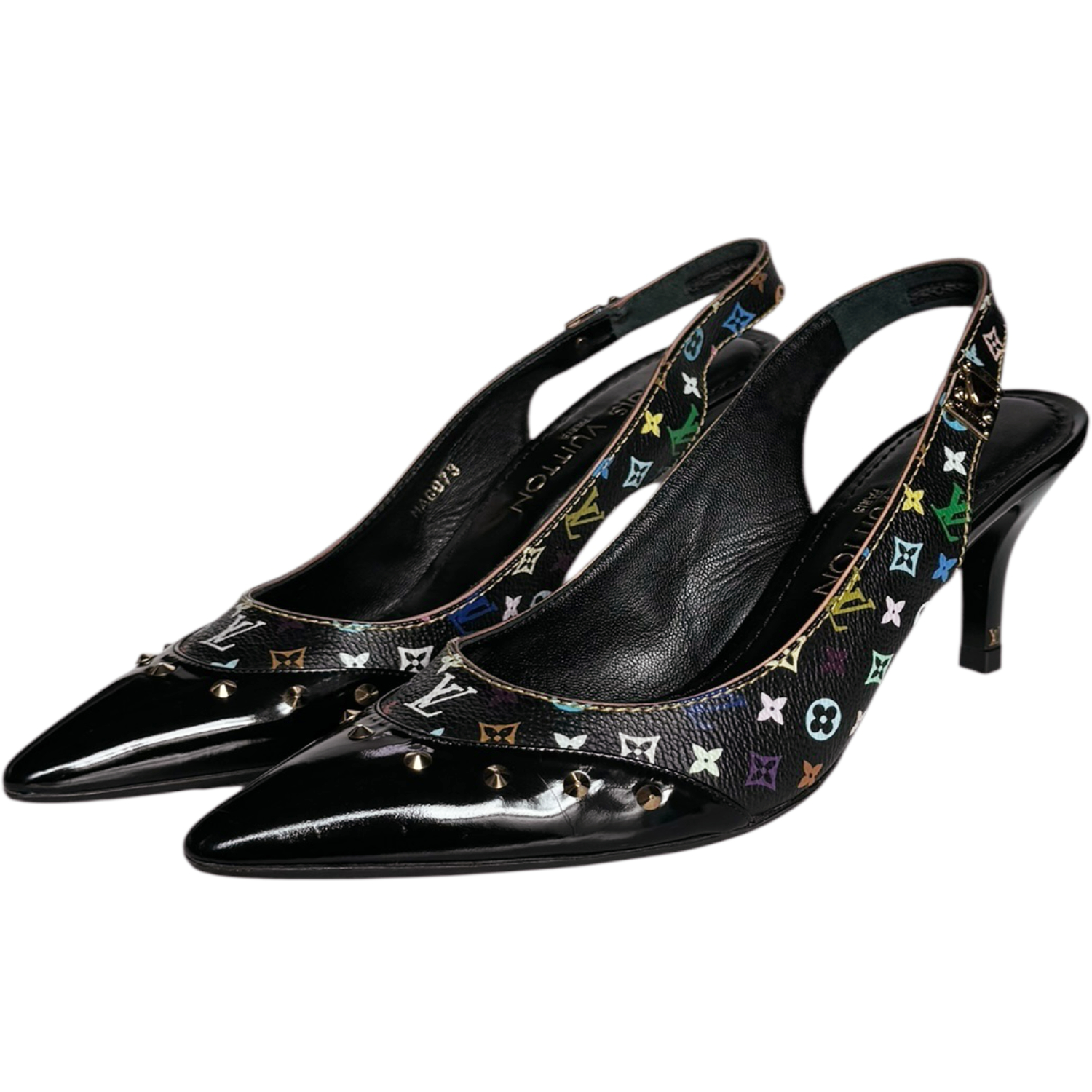Vintage Louis Vuitton Monogram Murakami Slingback Heels in Black / Multicolour / Gold UK 3.5 | NITRYL