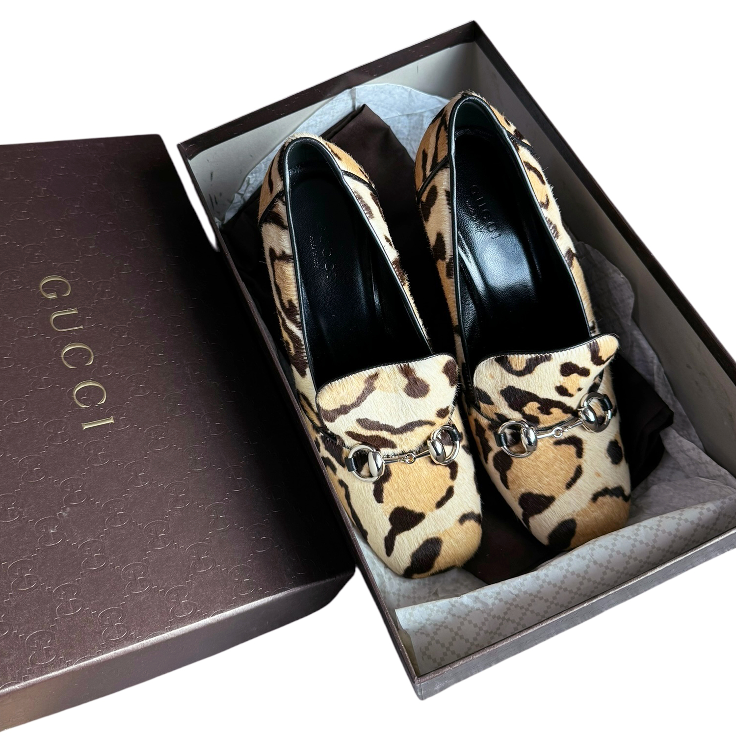 Gucci Horsebit Leopard Print Loafer Heels UK 3 - Image 5