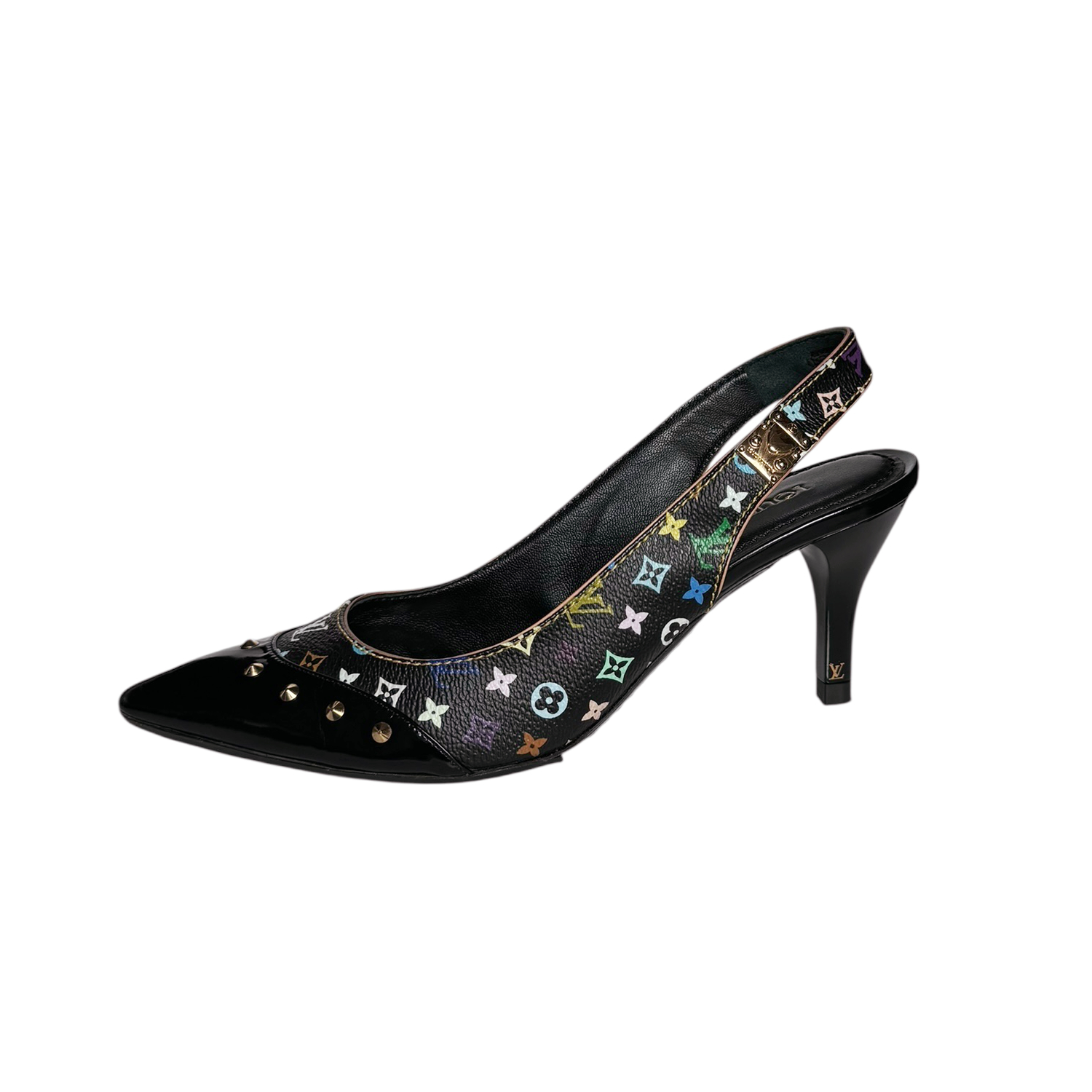 Louis Vuitton Monogram Murakami Slingback Heels in Black / Multicolour / Gold UK 3.5 - Image 2