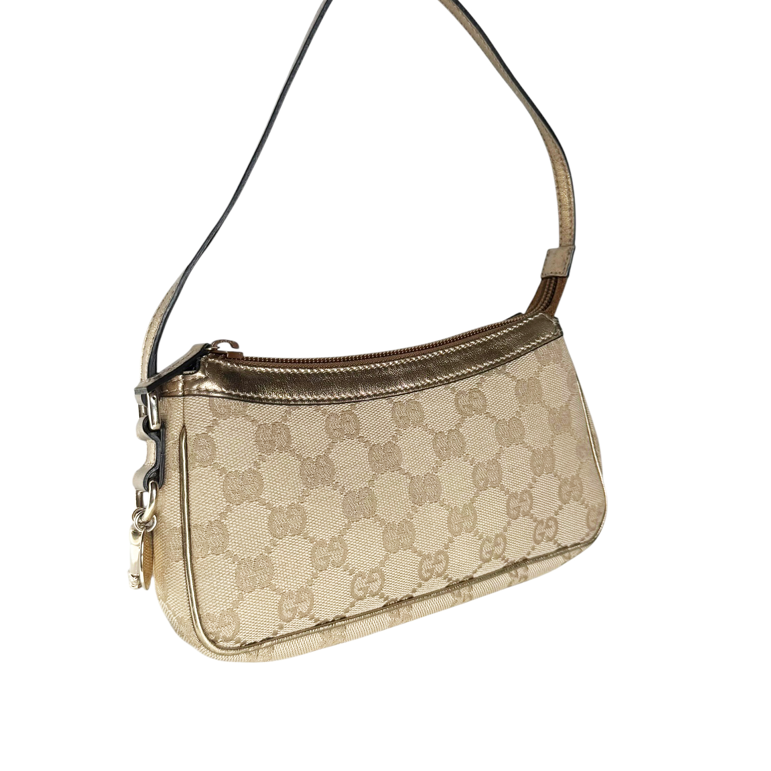Gucci Monogram Charm Mini Shoulder Bag in Beige / Gold - Image 2