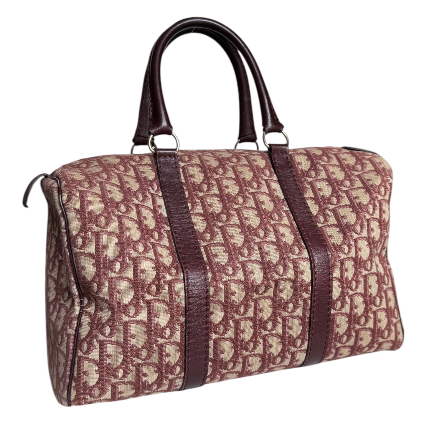 Dior Monogram Boston Bag in Maroon - Image 2