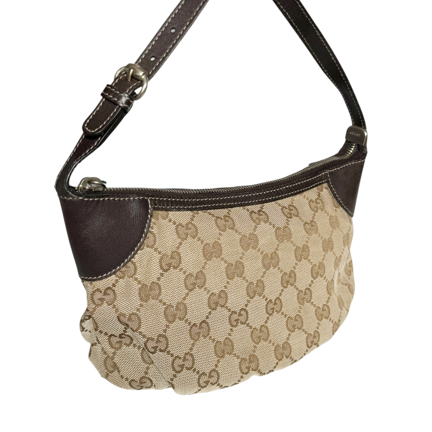 Gucci Monogram Pleat Mini Shoulder Bag in Beige / Brown - Image 2