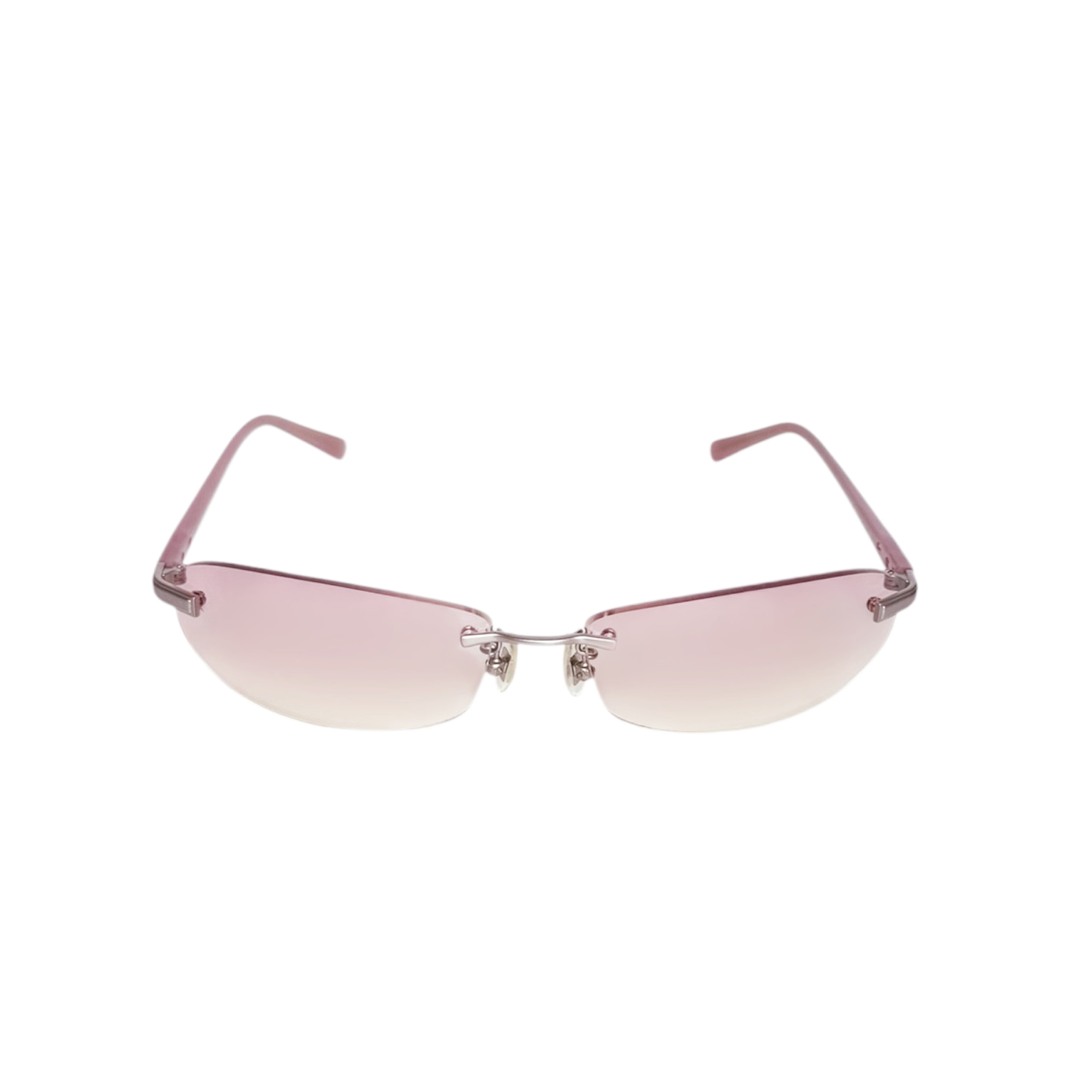 Miu Miu Logo Rimless Oval Sunglasses in Baby Pink / Silver - Image 2