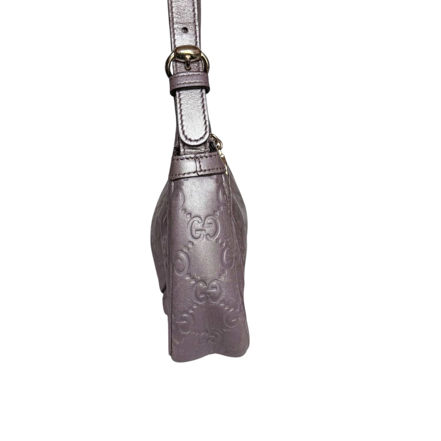 Gucci Monogram Metallic Heart Charm Mini Shoulder Bag in Lilac Purple / Gold - Image 3