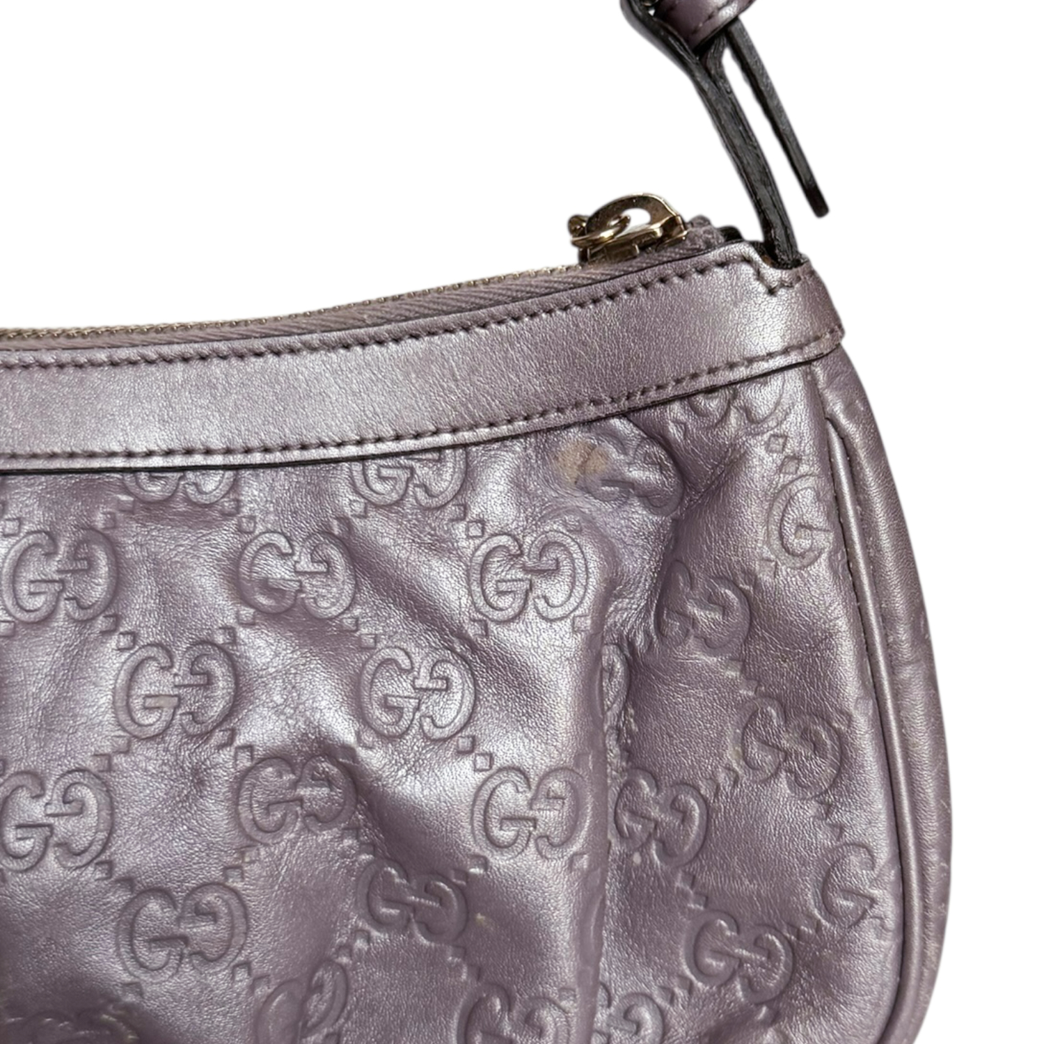 Gucci Monogram Metallic Heart Charm Mini Shoulder Bag in Lilac Purple / Gold - Image 6