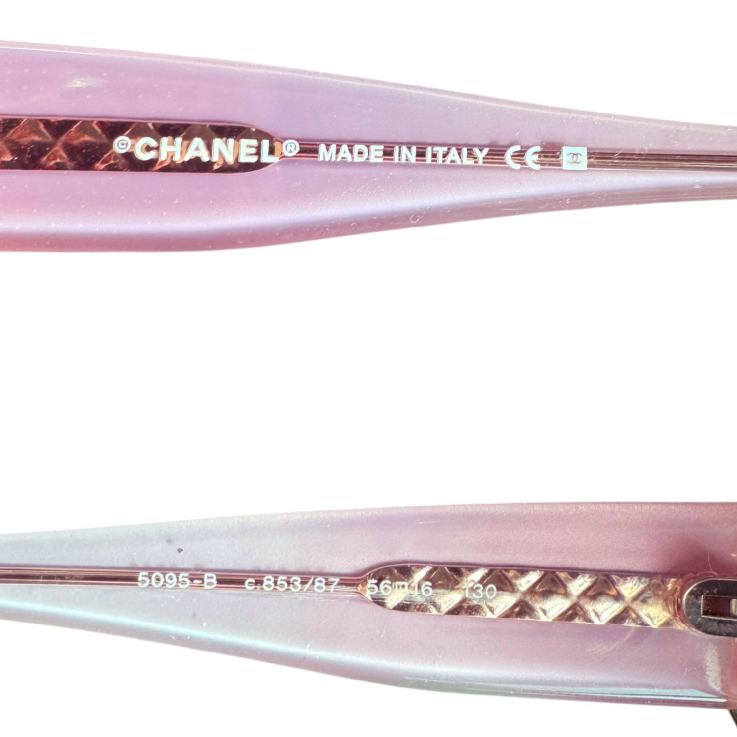 Chanel Diamante Logo Sunglasses in Black / Pink - Image 3