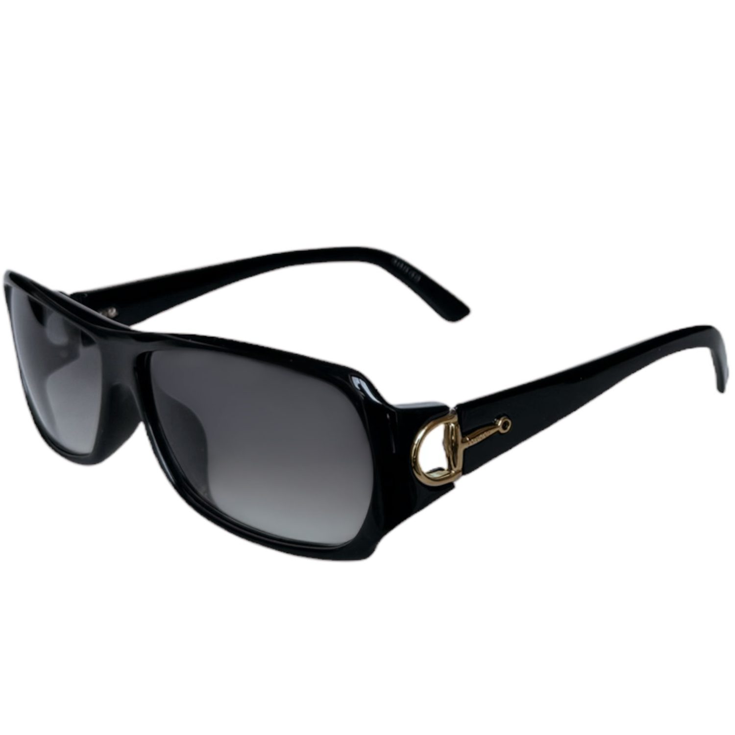 Vintage Gucci Horsebit Logo Sunglasses in Black / Silver | NITRYL