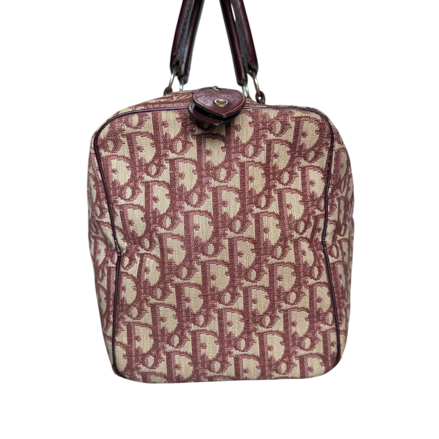 Dior Monogram Boston Bag in Maroon - Image 3