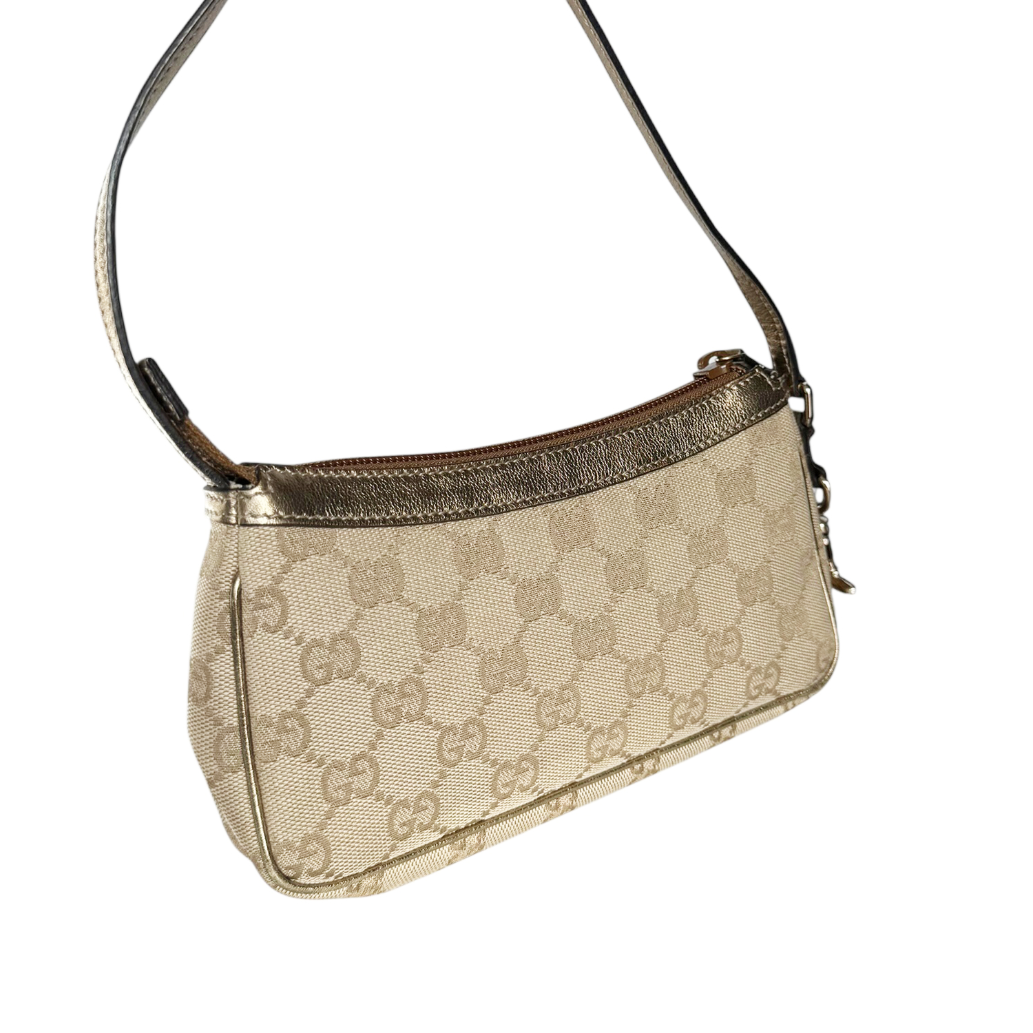 Gucci Monogram Charm Mini Shoulder Bag in Beige / Gold - Image 4