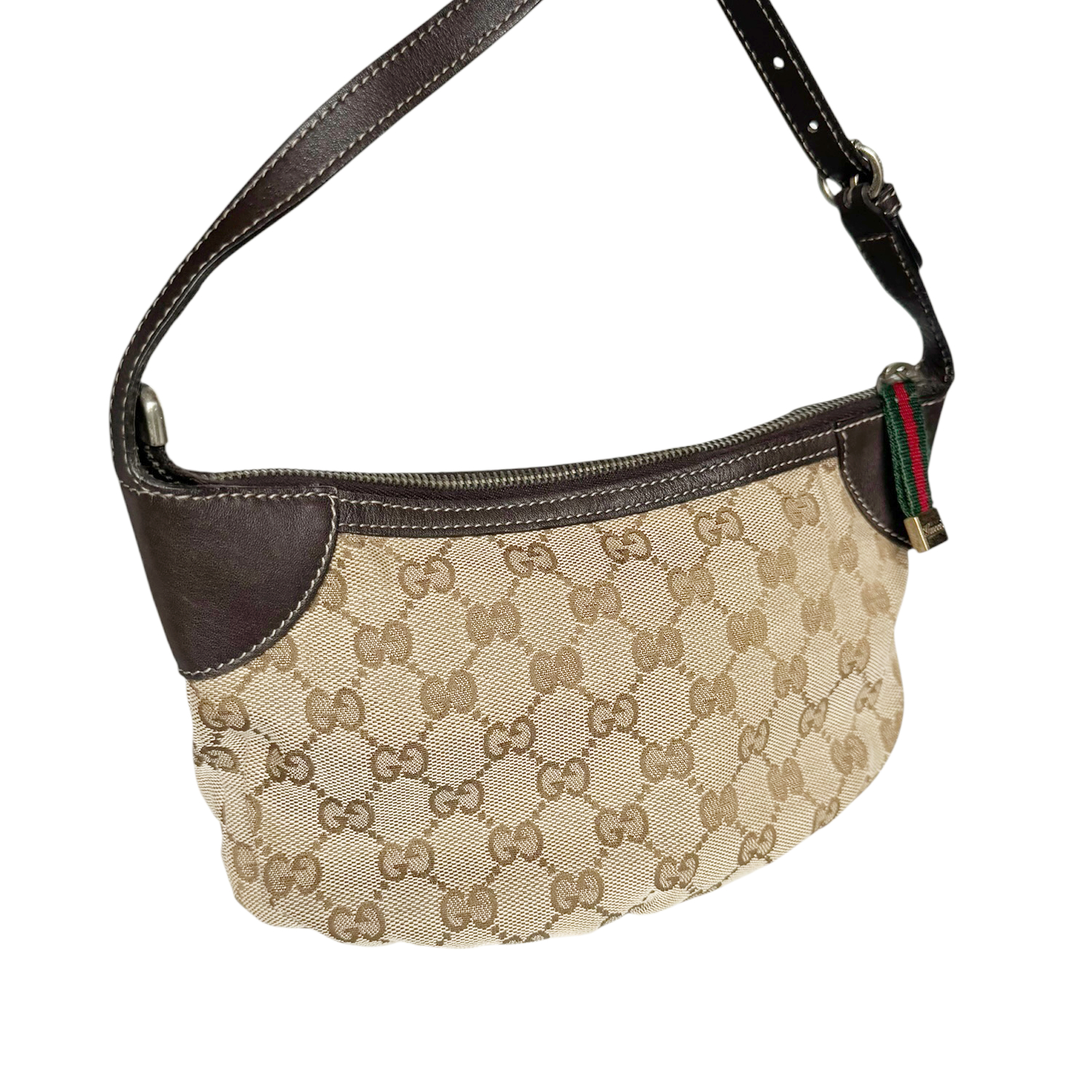 Gucci Monogram Pleat Mini Shoulder Bag in Beige / Brown - Image 4