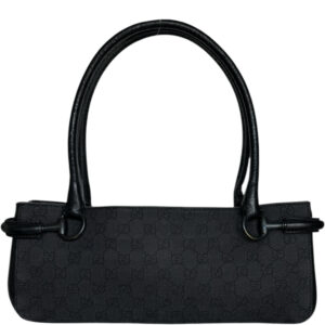 Vintage Gucci Monogram Horsebit Shoulder Bag in Black | NITRYL