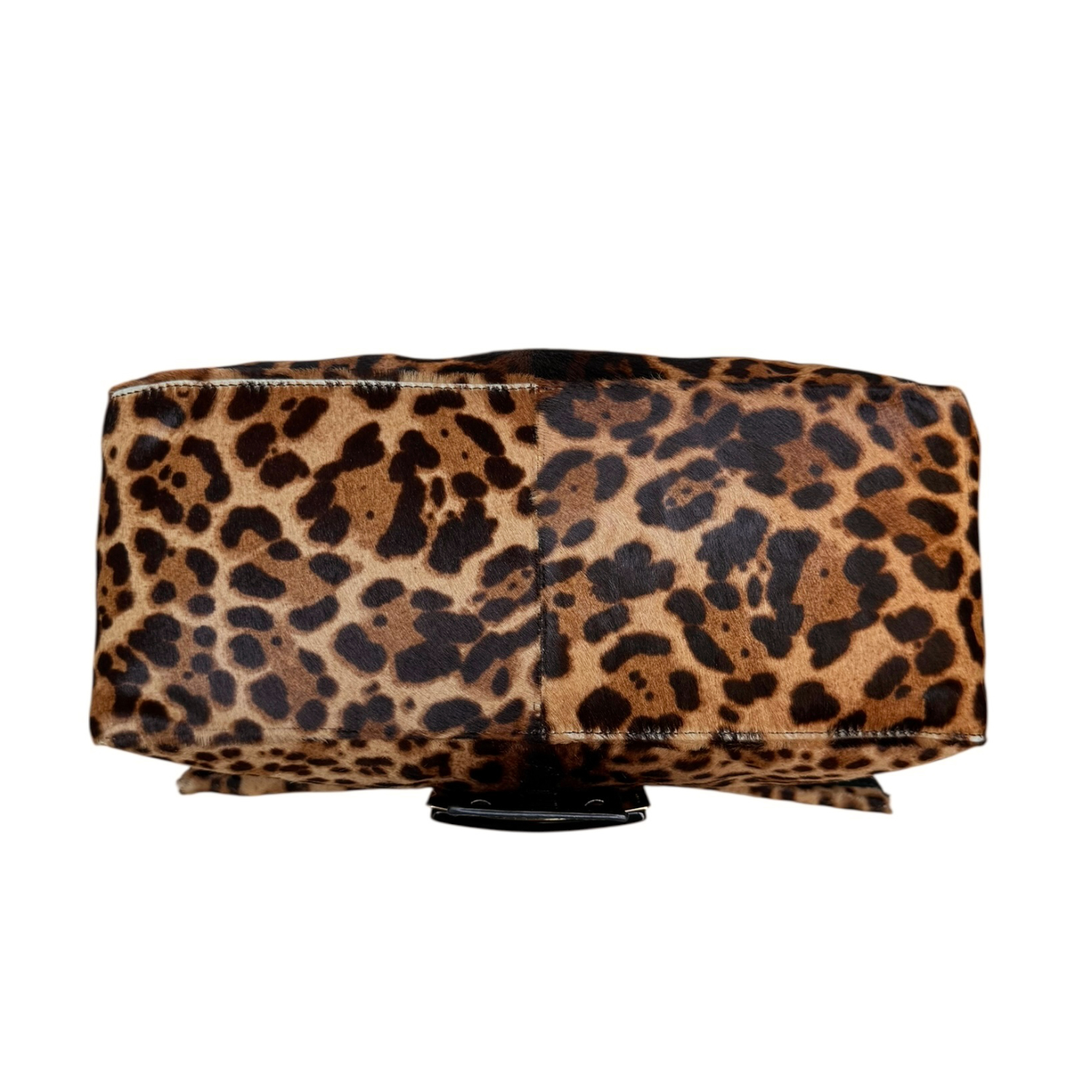 Fendi Leopard Print Calfskin XL Mamma Shoulder Baguette Bag in Brown / Black / Gold - Image 5