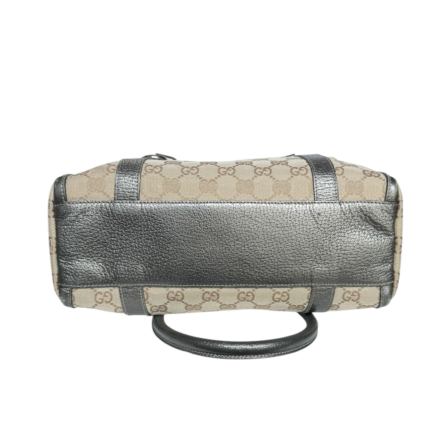 Gucci Monogram Shoulder Boston Bag in Beige / Metallic Pewter / Gold - Image 5
