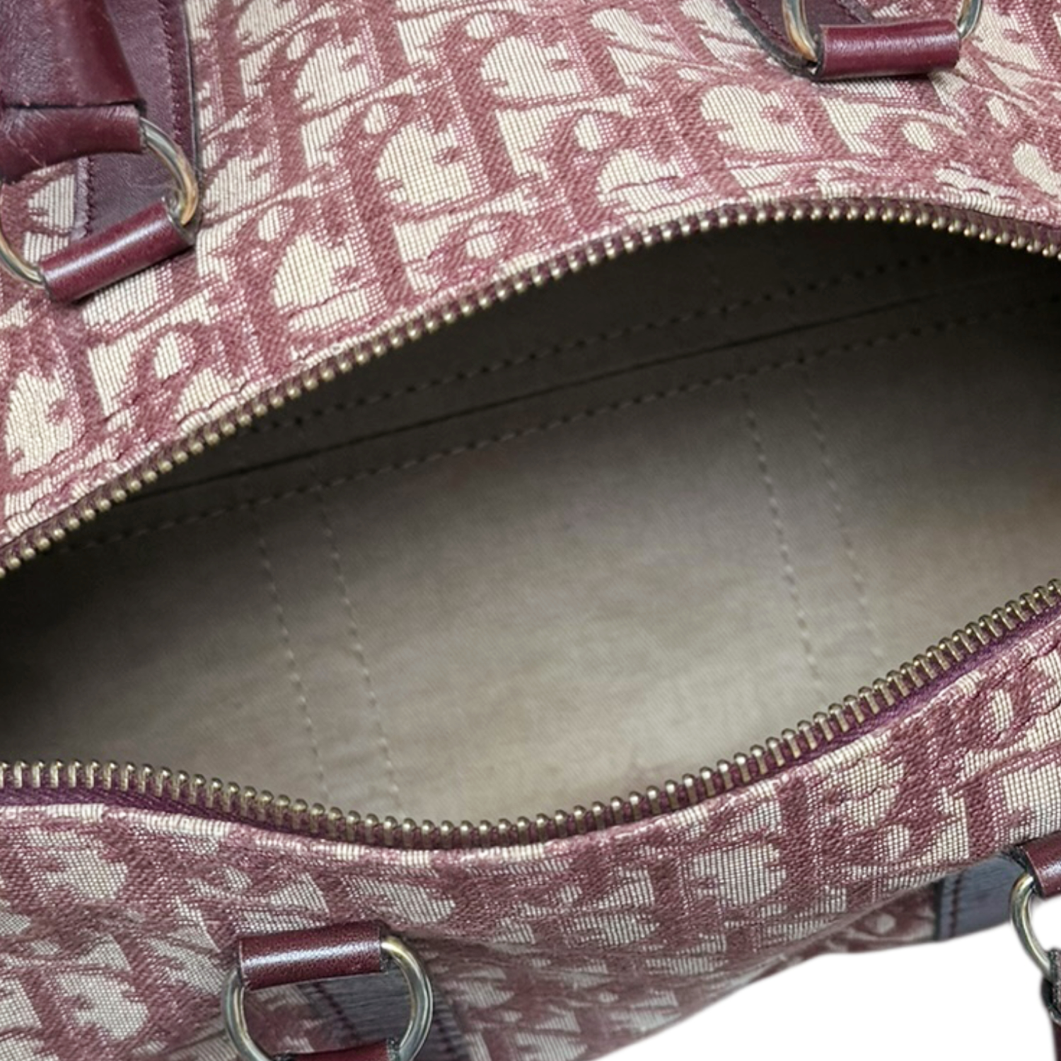 Dior Monogram Boston Bag in Maroon - Image 7