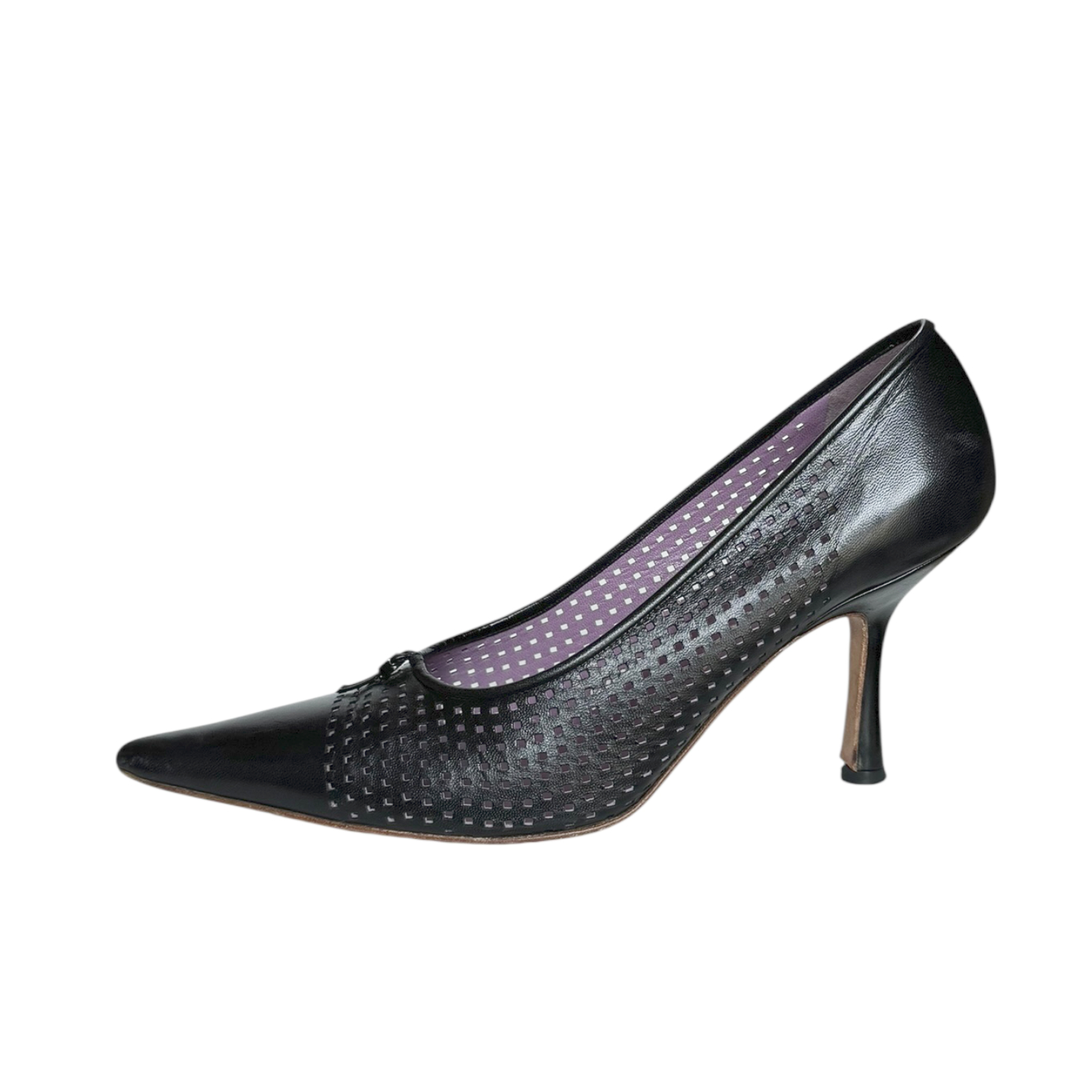 Chanel Logo Perforated Heels in Black UK 4 - Image 4