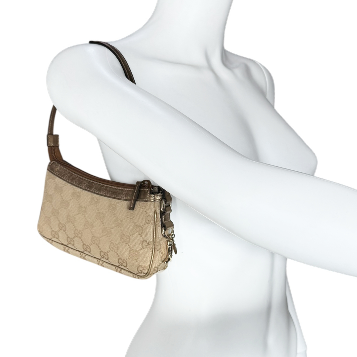 Gucci Monogram Charm Mini Shoulder Bag in Beige / Gold - Image 7