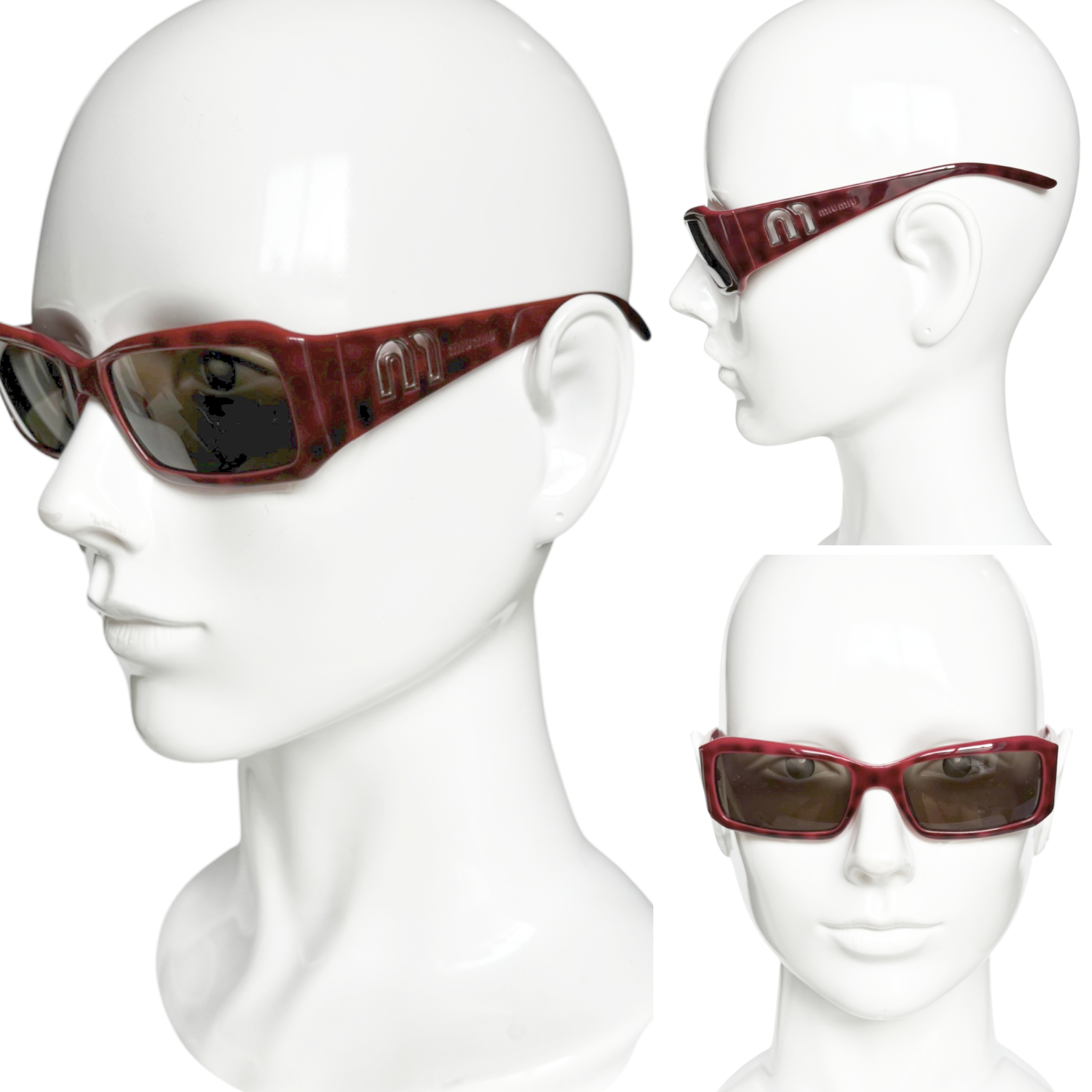 Miu Miu Logo Cutout Sunglasses in Red - Image 4
