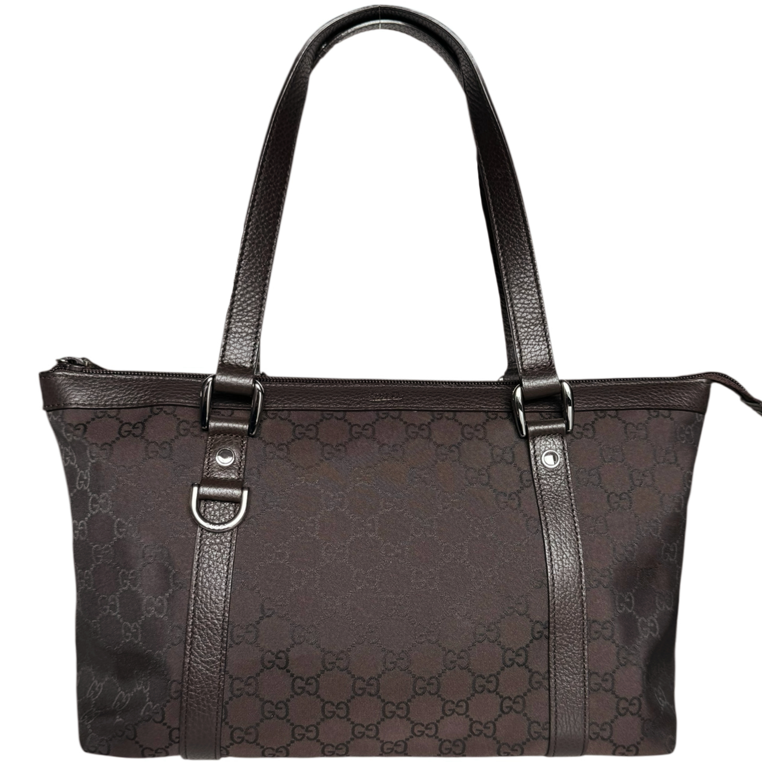 Vintage Gucci Monogram Tote Shoulder Bag in Brown | NITRYL