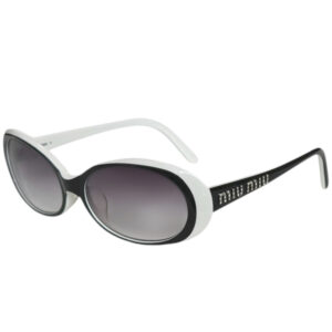 Vintage Miu Miu Diamante Logo Sunglasses in White / Black | NITRYL